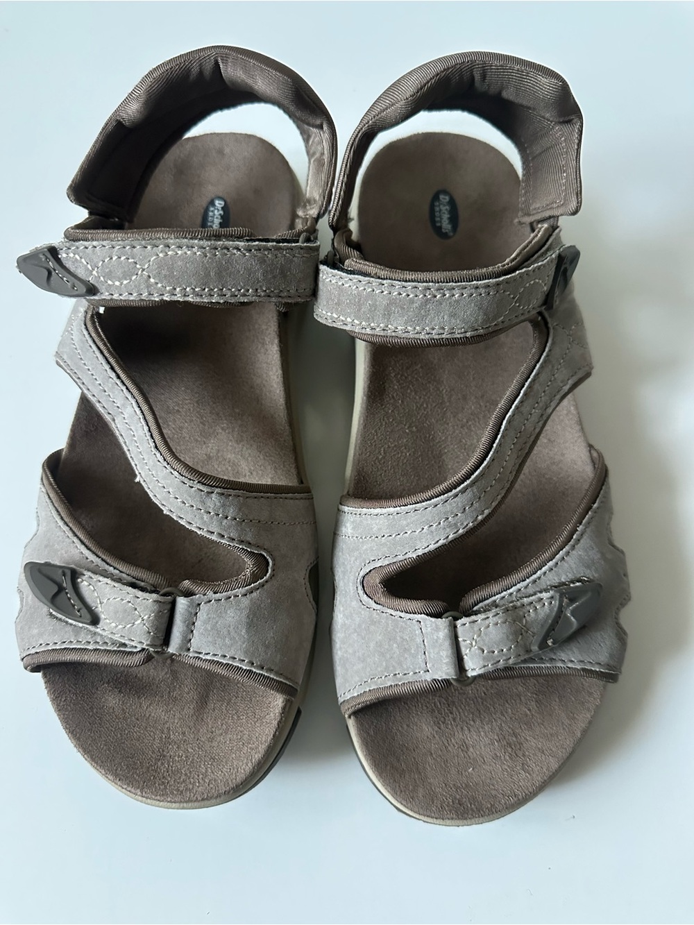 Dr. Scholl's Light Taupe Suede Adjustable Women's Sandals